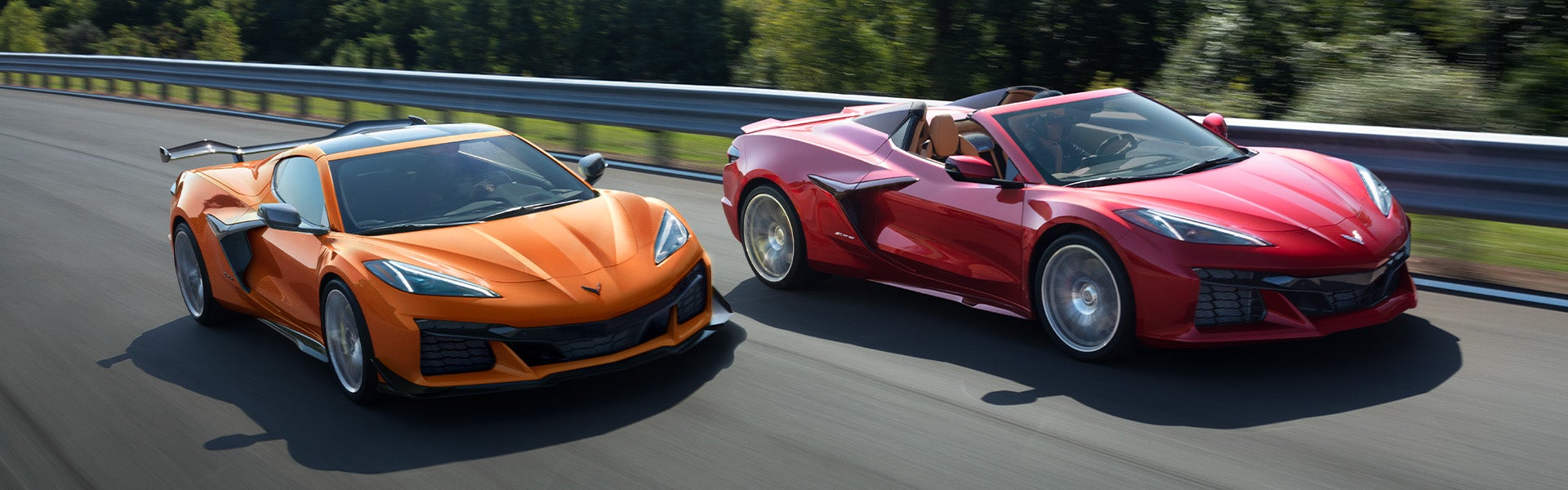 Red and orange corvette sports cars