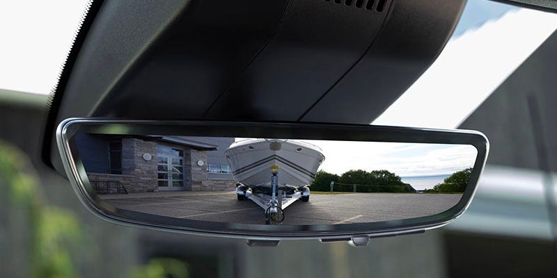 rearview mirror of a 2026 Chevy Silverado 2500 HD in Orange, CA