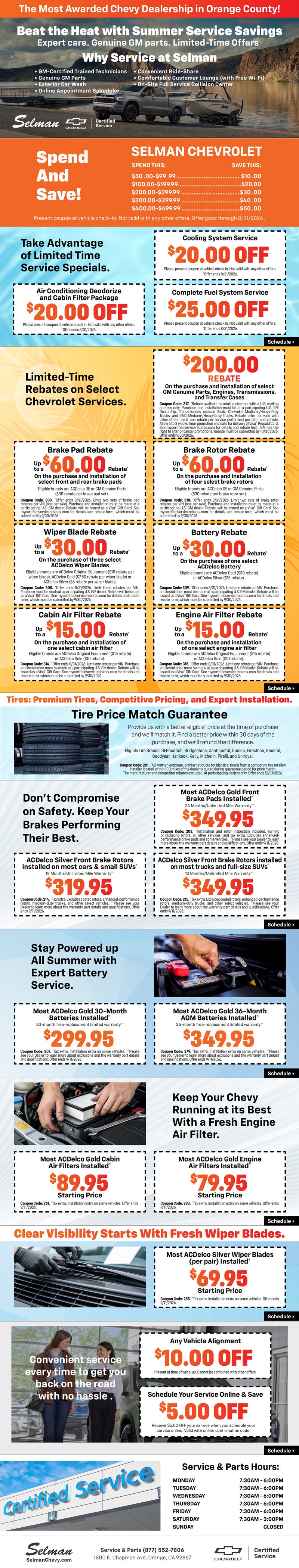 July Service & Parts offers at Selman Chevrolet